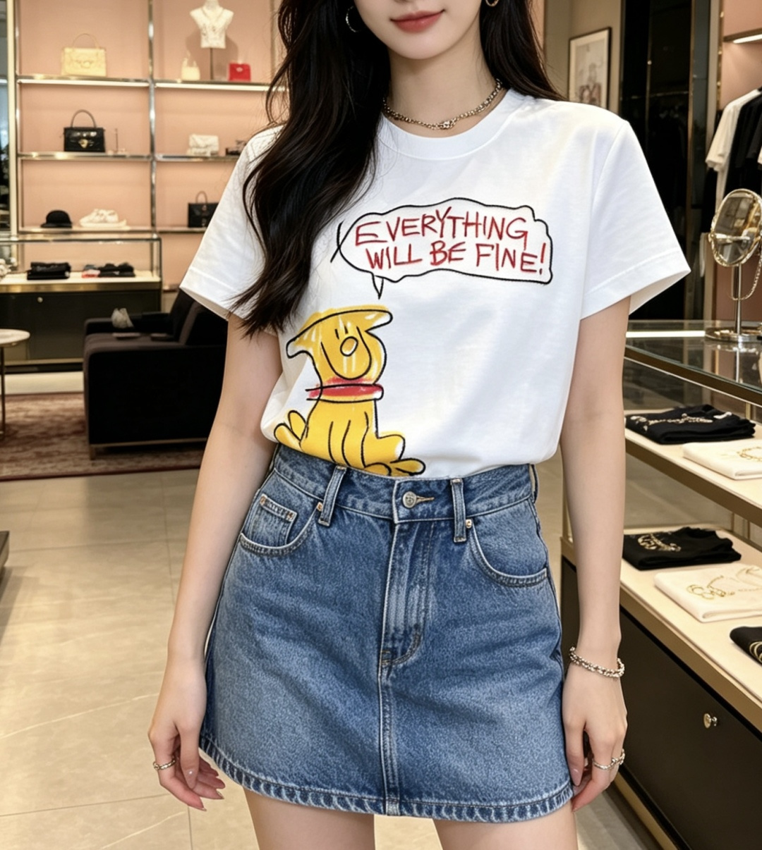 ✨ GUCC♡²⁶ss涂鸦🐶治愈系刺绣🪡T恤 “EVERYTHING WILL BE FINE!” 把温