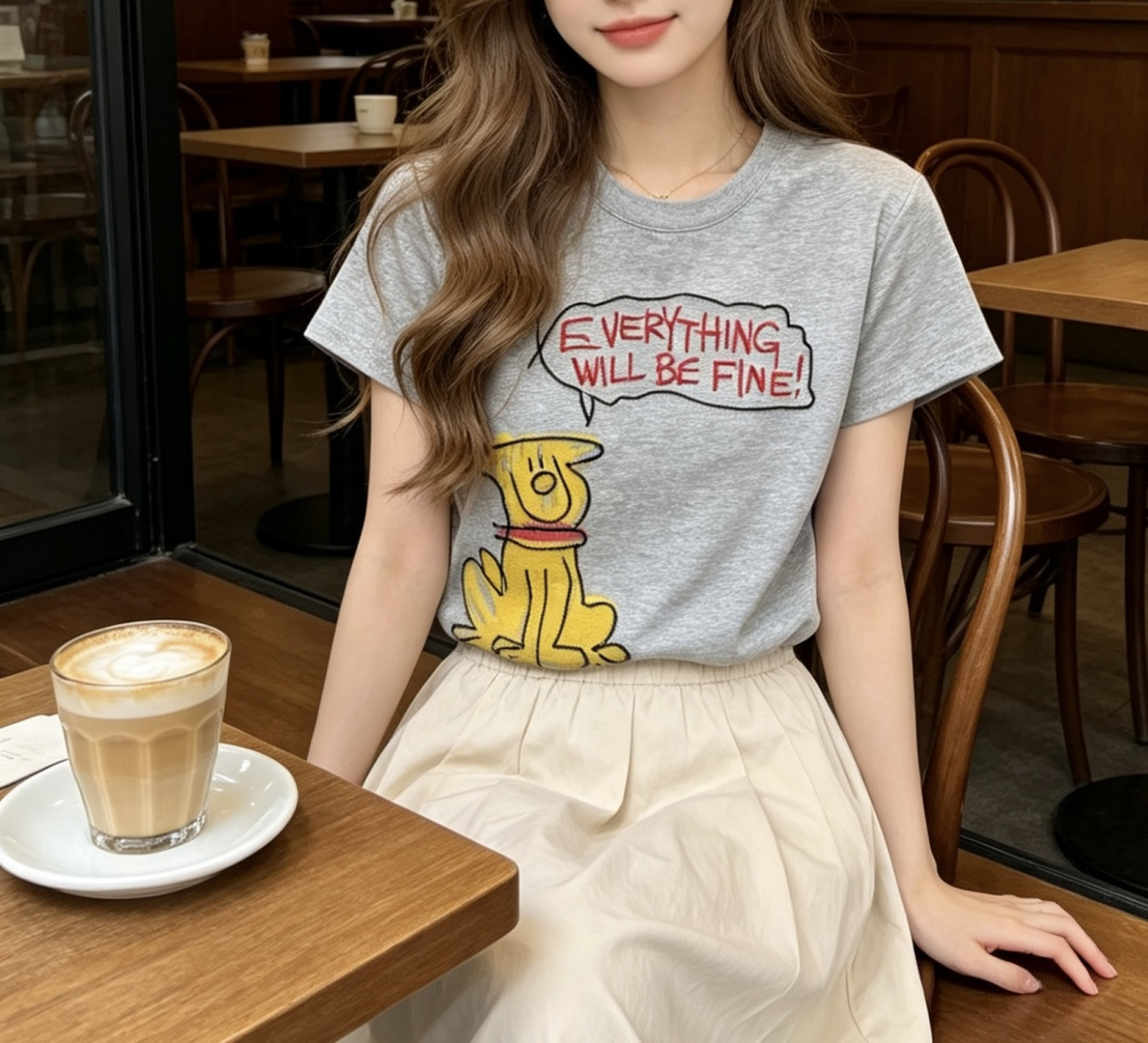 ✨ GUCC♡²⁶ss涂鸦🐶治愈系刺绣🪡T恤 “EVERYTHING WILL BE FINE!” 把温