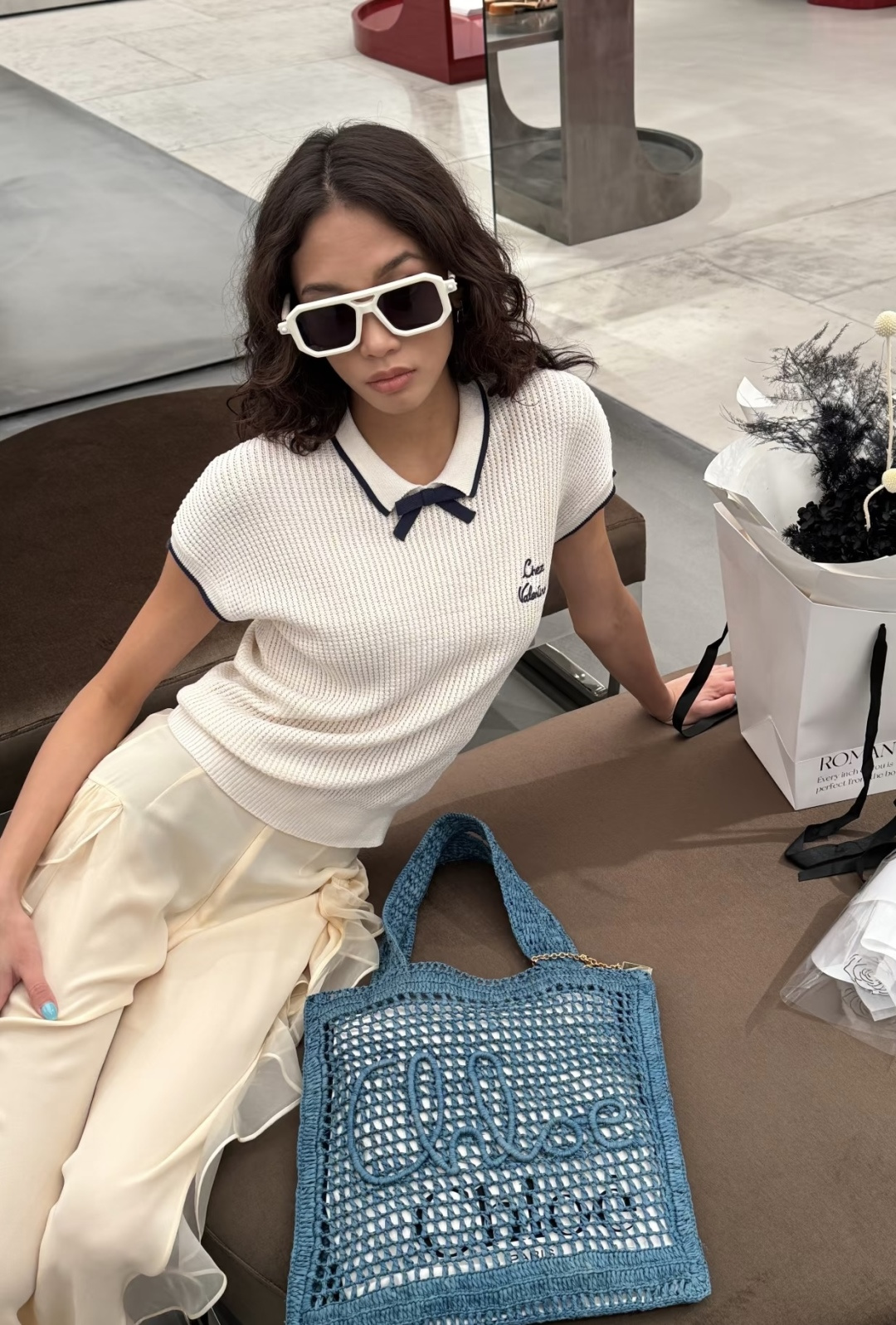 #Valentin♡²⁶奶白学院风Polo针织衫 夏日甜妹天花板 撞色Polo领 甜美蝴蝶结 精致刺绣l