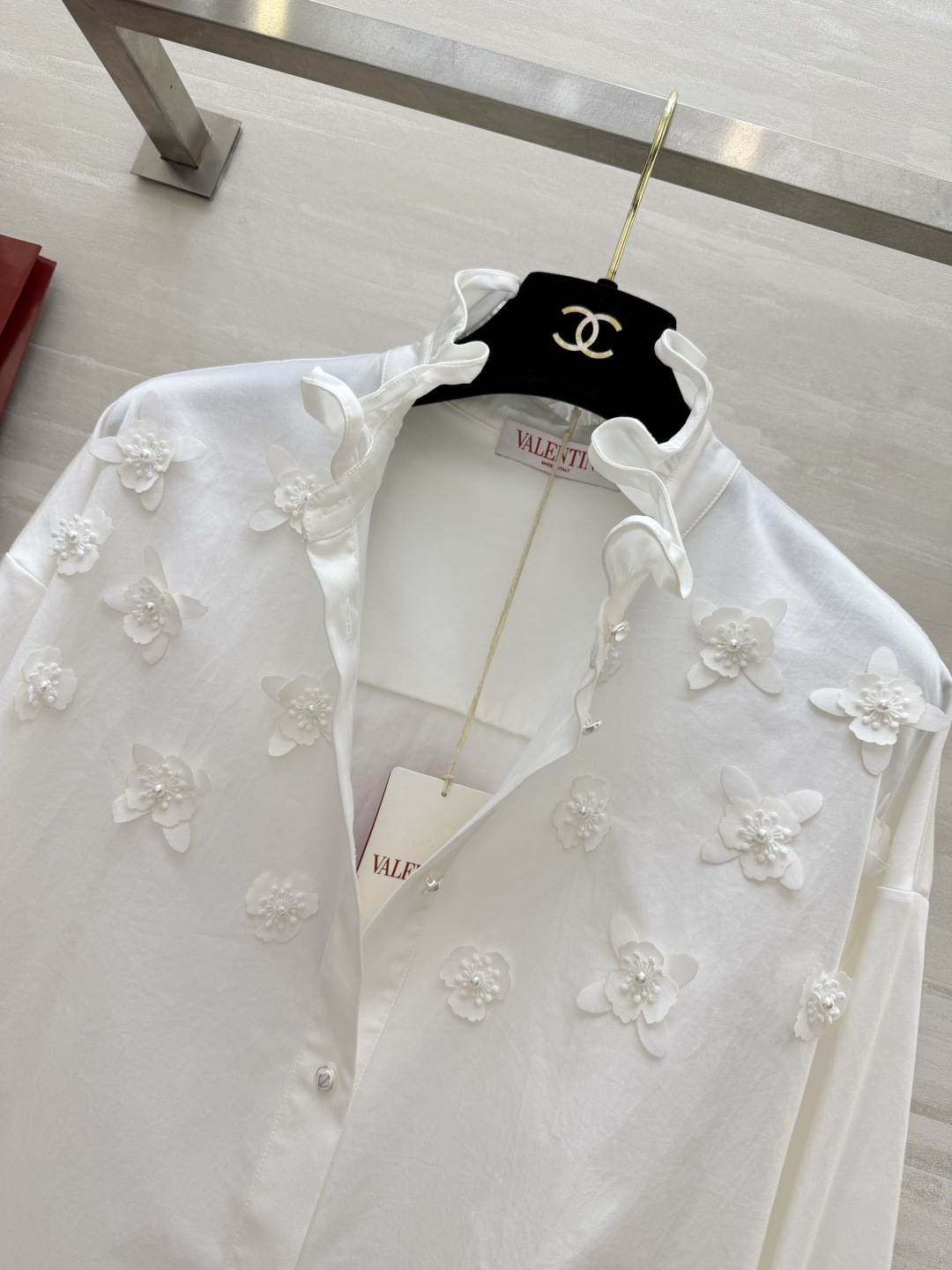 #Valentin♡²⁶立体花朵木耳领白衬衫 法式优雅手工立体花朵 木耳边立领设计 精致感拉满自带贵气大