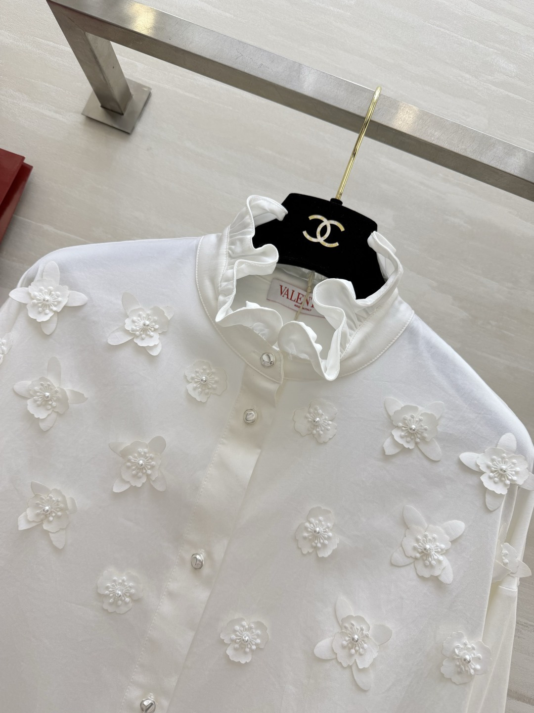 #Valentin♡²⁶立体花朵木耳领白衬衫 法式优雅手工立体花朵 木耳边立领设计 精致感拉满自带贵气大