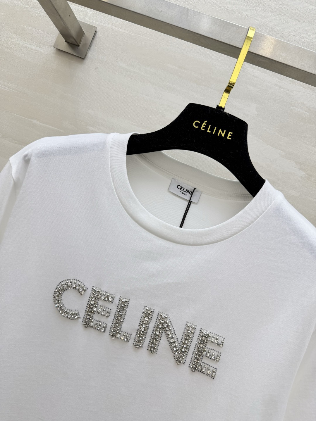 #CELIN♡²⁶ 水钻字母短袖T恤 手工水钻logo 高支棉亲肤透气 白T干净 黑T酷飒 高品质定制 