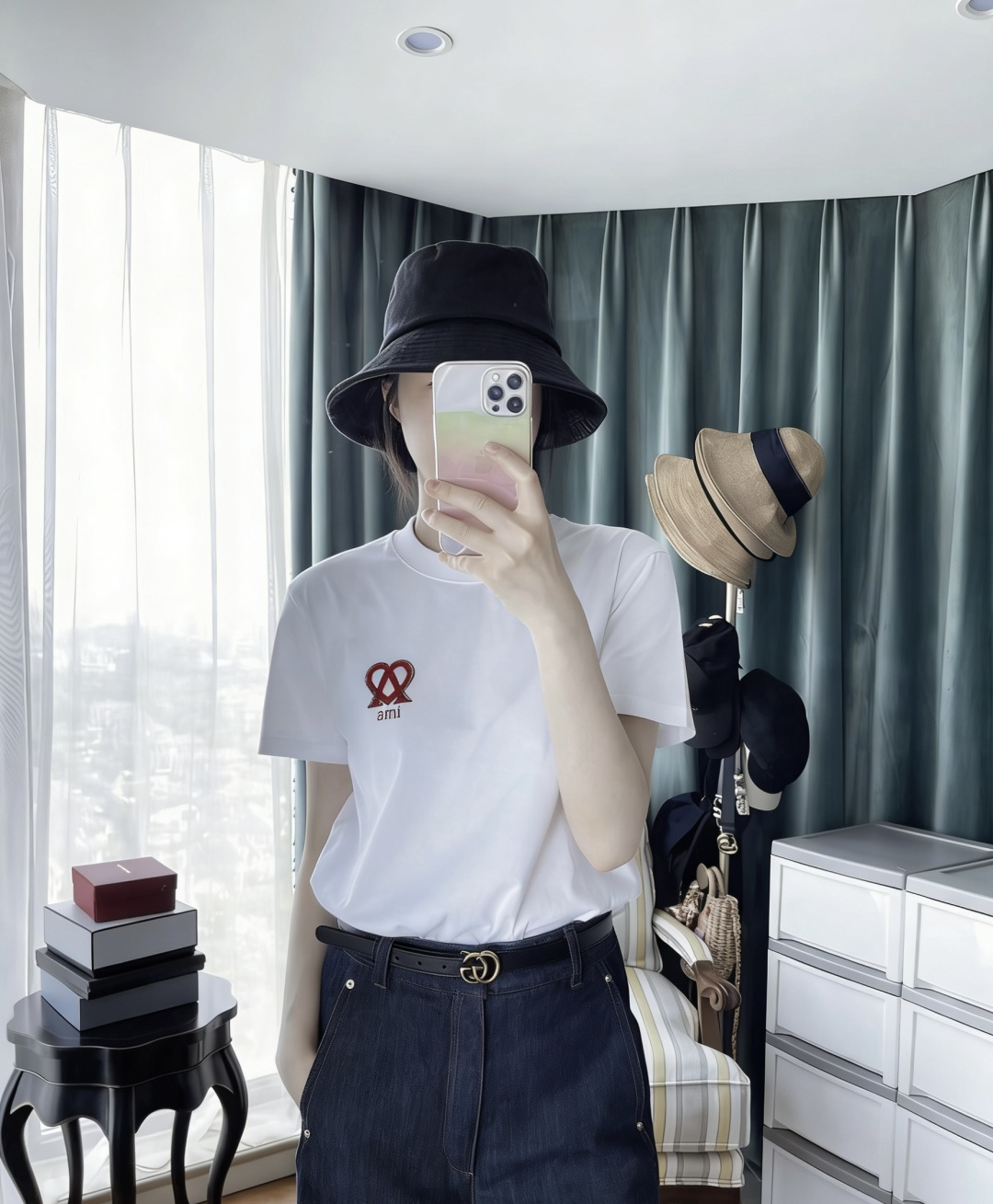 #AMI²⁶重工T恤 手工烫钻双爱心A标 把精致感拉满 低调又显贵 高支纯棉 软乎乎的巨亲肤 夏天穿完全