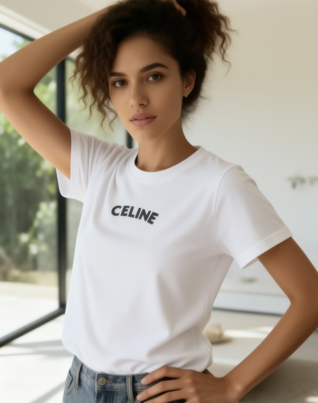 #CELIN²⁶ss经典字母钉珠T恤 法式极简 终极浪漫把高级感穿在身上 胸口重工钉珠CELINE字母低