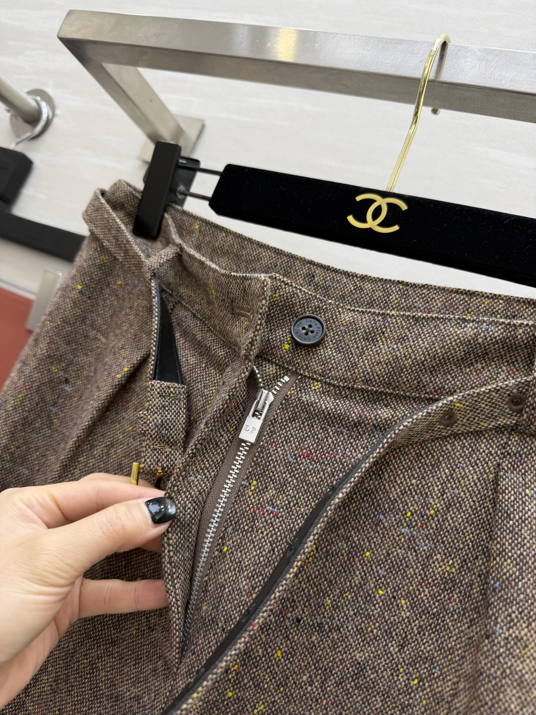 #Loro Pian♡²⁶彩点花呢阔腿裤✨顶奢面料自带的松弛感谁懂啊！混彩花呢肌理感拉满，低调显贵高腰+