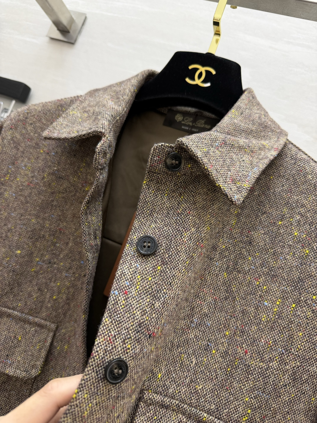 #Loro Pian♡²⁶彩点花呢衬衫式外套✨自带松弛感的老钱风天花板混彩花呢肌理感拉满，低调又显贵宽松