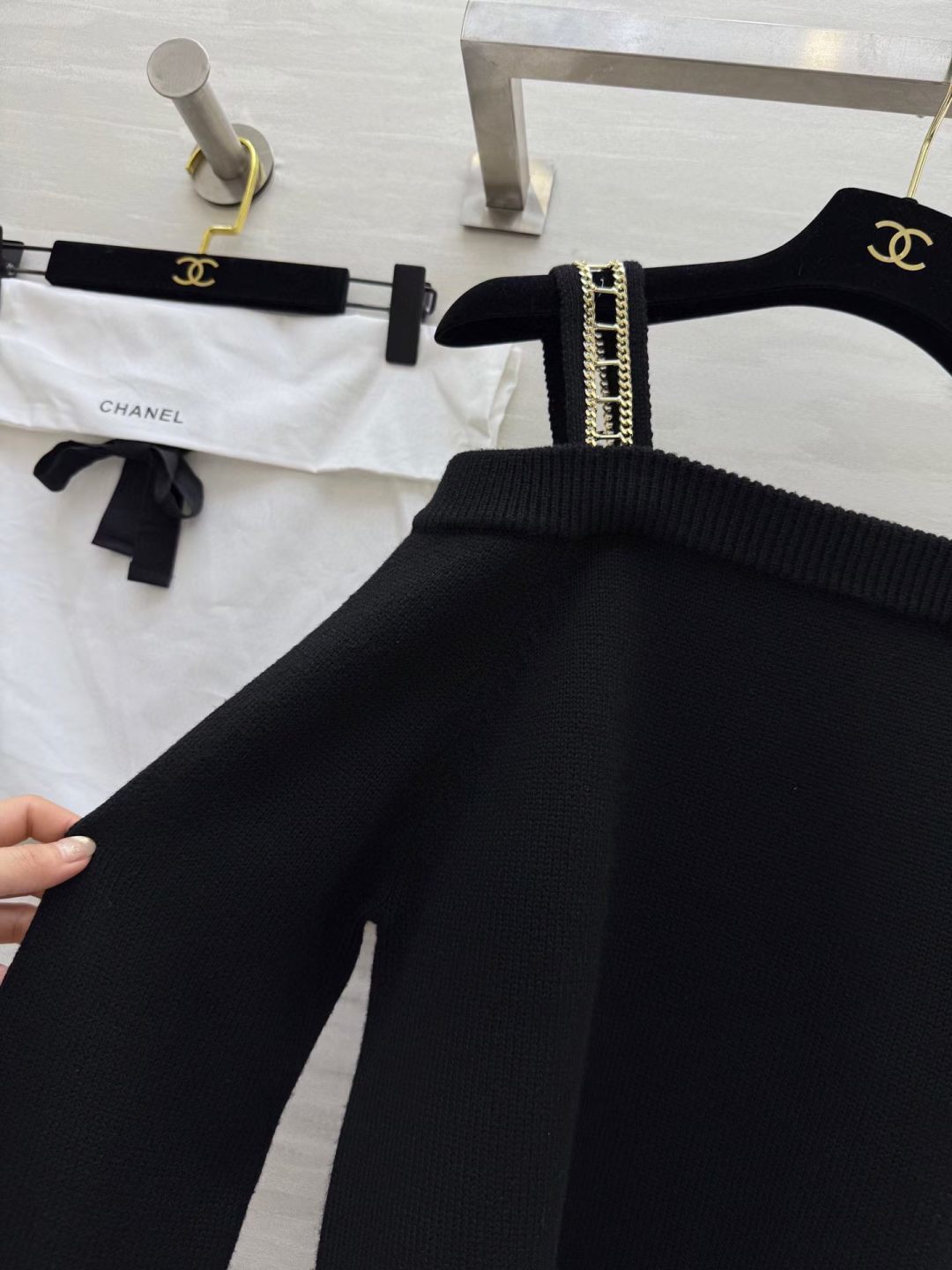 #Chane♡新款 中古系列 羊绒链条吊带毛衫 高品质定制 现货首发size：36/38/40（38码胸