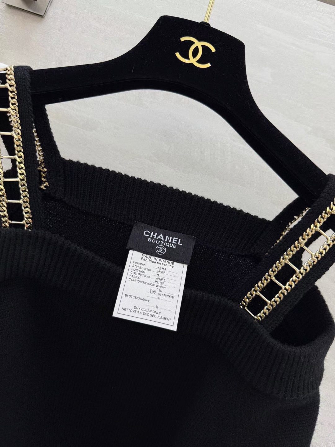 #Chane♡新款 中古系列 羊绒链条吊带毛衫 高品质定制 现货首发size：36/38/40（38码胸