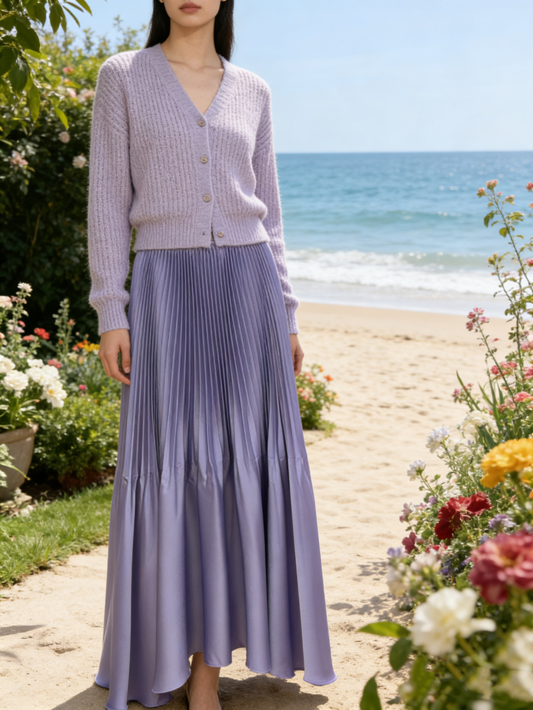 Saint Lauren♡²⁶春夏新款 ysl百褶半裙 定制醋酸混纺面料垂坠感与光泽度满分 裙摆层次丰富