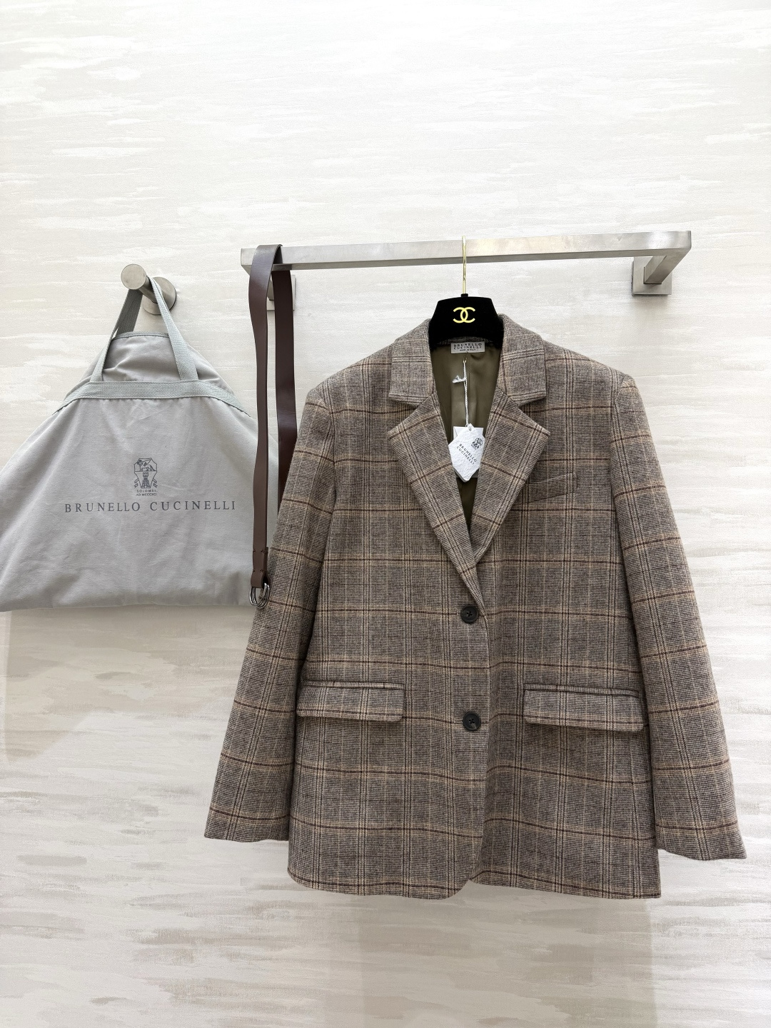 #Brunello Cucinell♡²⁶格纹西装 复古棕调格纹自带新贵氛围感 混纺面料软糯又挺括 附赠