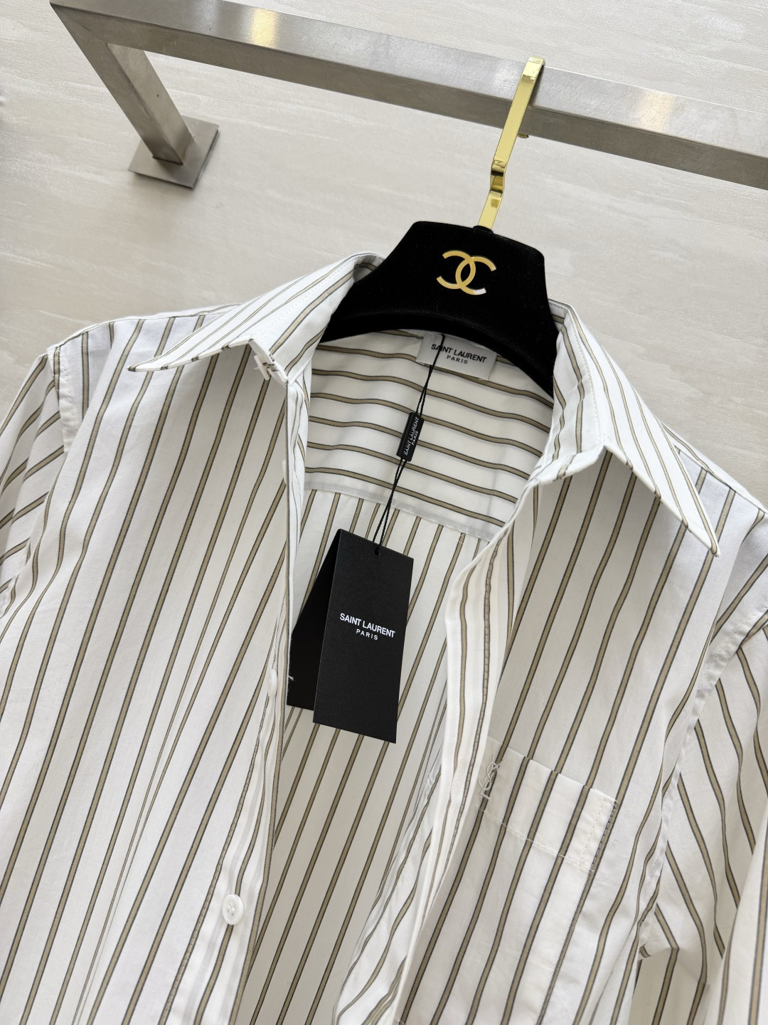 Saint Laurent/ysl条纹衬衫｜永不过时的经典🖤橄榄绿细条纹+干净白底色自带慵懒高级的法式氛