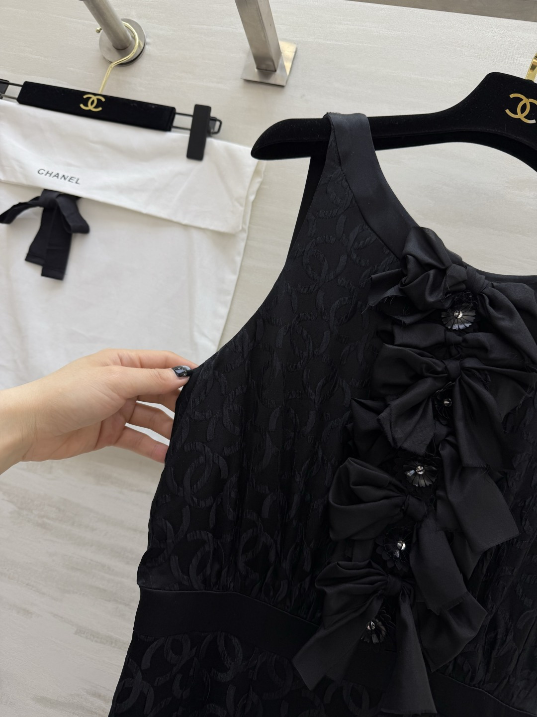 #Chane♡提花真丝绉纱 无袖连衣裙 定制100%桑蚕丝 晚宴礼服款 优雅贵气 高品质定制 现货首发s