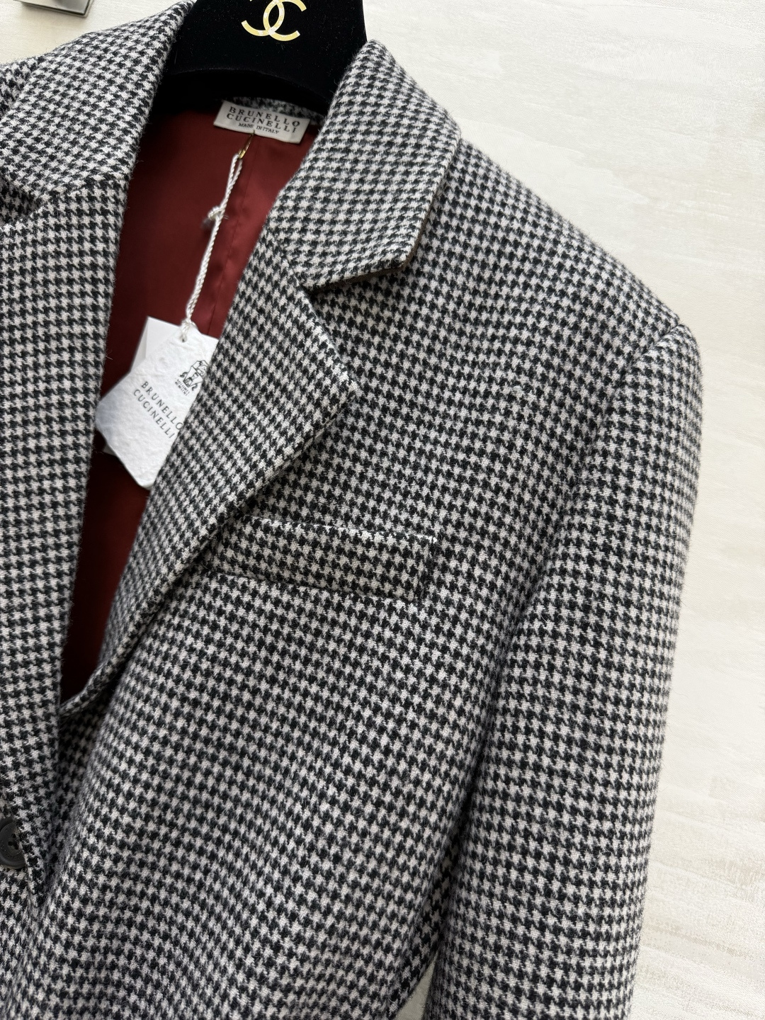 #Brunello Cucinell♡²⁶新款 格纹西装外套 配送定制腰带收腰显瘦 立体剪裁上身大气显贵