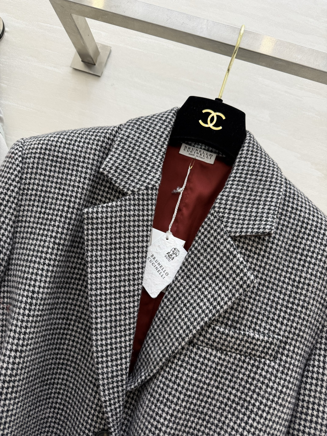 #Brunello Cucinell♡²⁶新款 格纹西装外套 配送定制腰带收腰显瘦 立体剪裁上身大气显贵