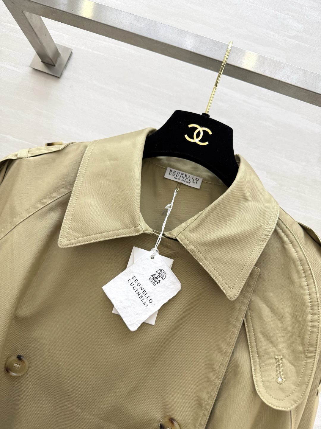 #BrunelloCucinell♡²⁶老钱低调穿搭 极简双排扣风衣 高品质定制 现货首发size：S/