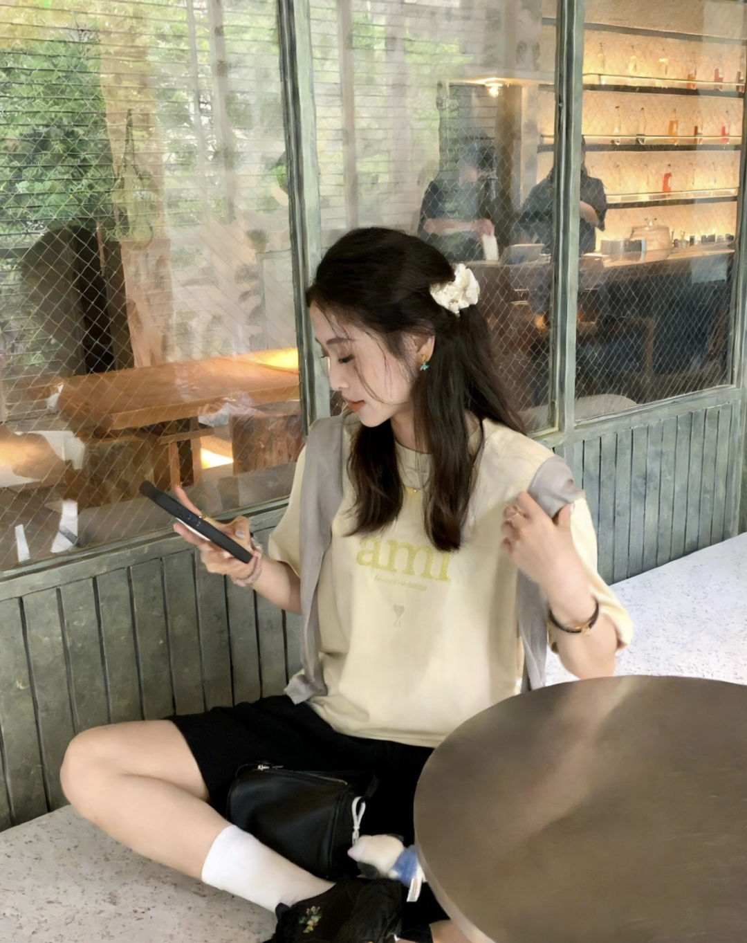 ✨ AMI 夏日调色盘已就位 ✨²⁶春夏新款 ami刺绣🪡钉珠短袖T恤白/黄/蓝/黑四色任选 基础款也能