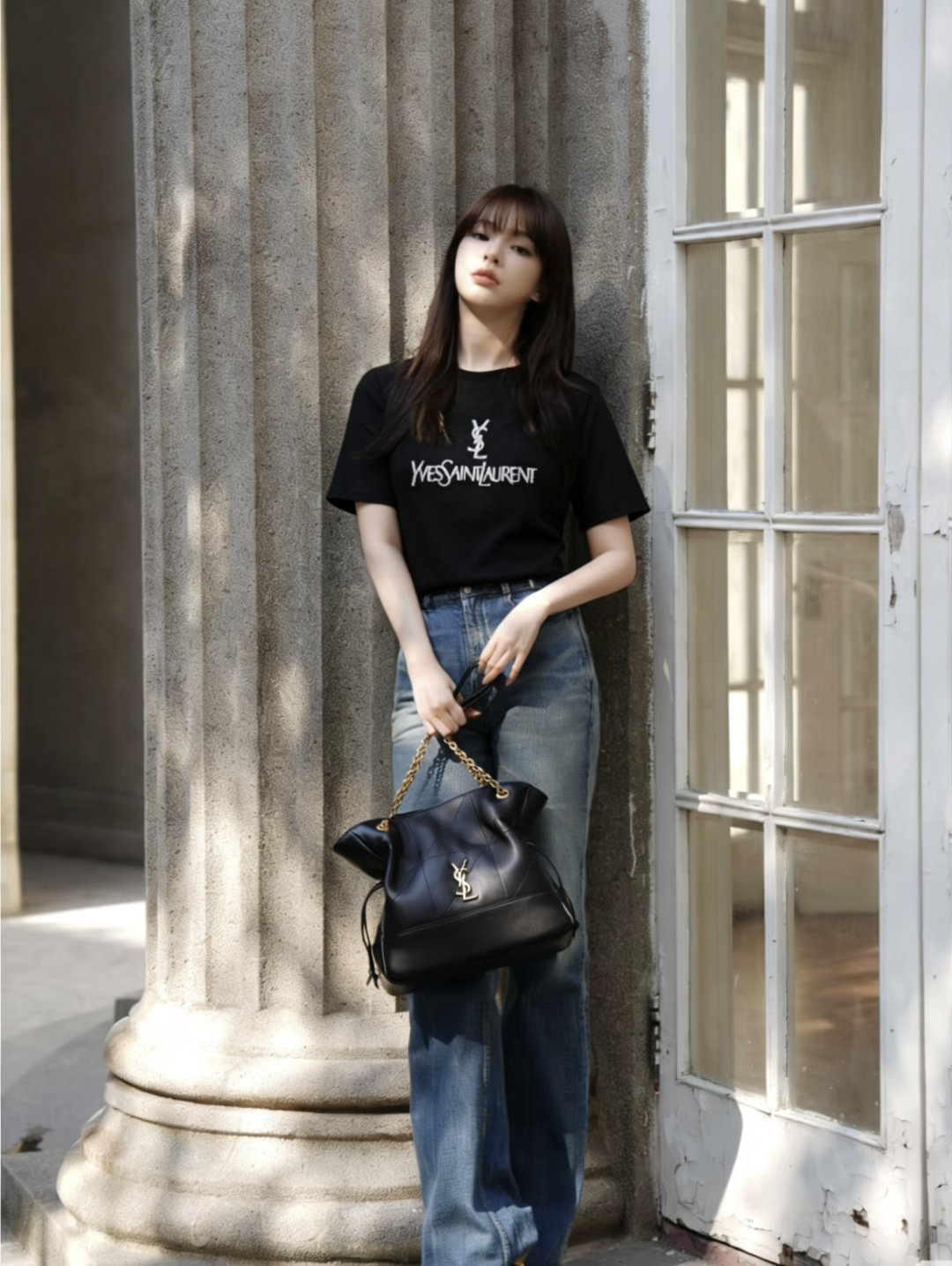 #ysl²⁶春夏新款 重工珠片刺绣🪡短袖T恤 拿捏不费力的高级感🖤🤍 经典logo自带气场 慵懒又显瘦 