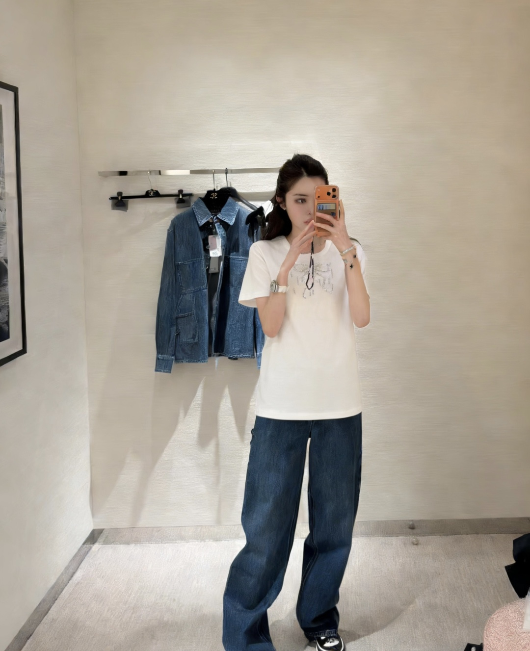 #Chane♡²⁶春夏新款 重工蝴蝶结钉珠短袖T恤 高品质定制 现货首发size：36/38/40（36