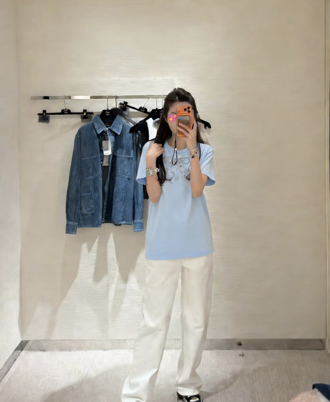 #Chane♡²⁶春夏新款 重工蝴蝶结钉珠短袖T恤 高品质定制 现货首发size：36/38/40（36