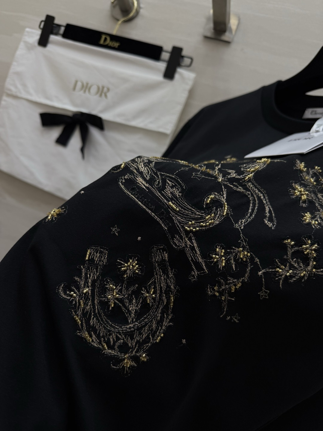 #Dio♡²⁶春夏新款 飞马刺绣钉珠T恤 选用高品质棉料柔软透气 夏天穿超舒服！正面飞马图案 纯手工刺绣