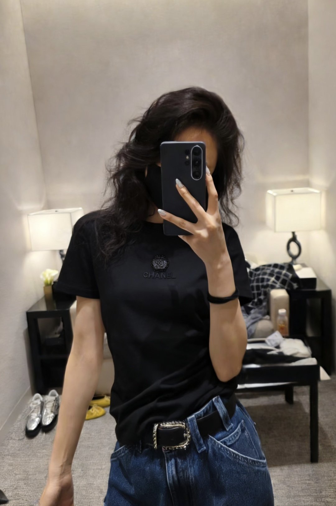 #Chane♡²⁶春夏新款 logo刺绣🪡重工钉珠短袖T恤 高品质定制 现货首发size：36/38/4