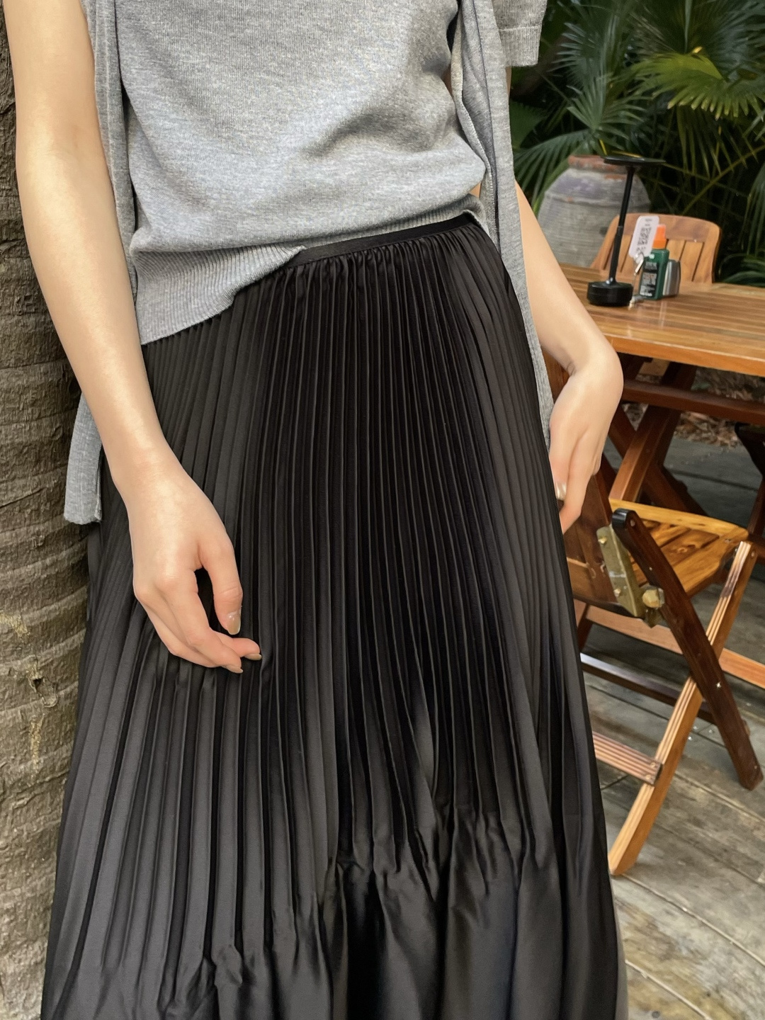 Saint Lauren♡²⁶春夏新款 ysl百褶半裙 定制醋酸混纺面料垂坠感与光泽度满分 裙摆层次丰富