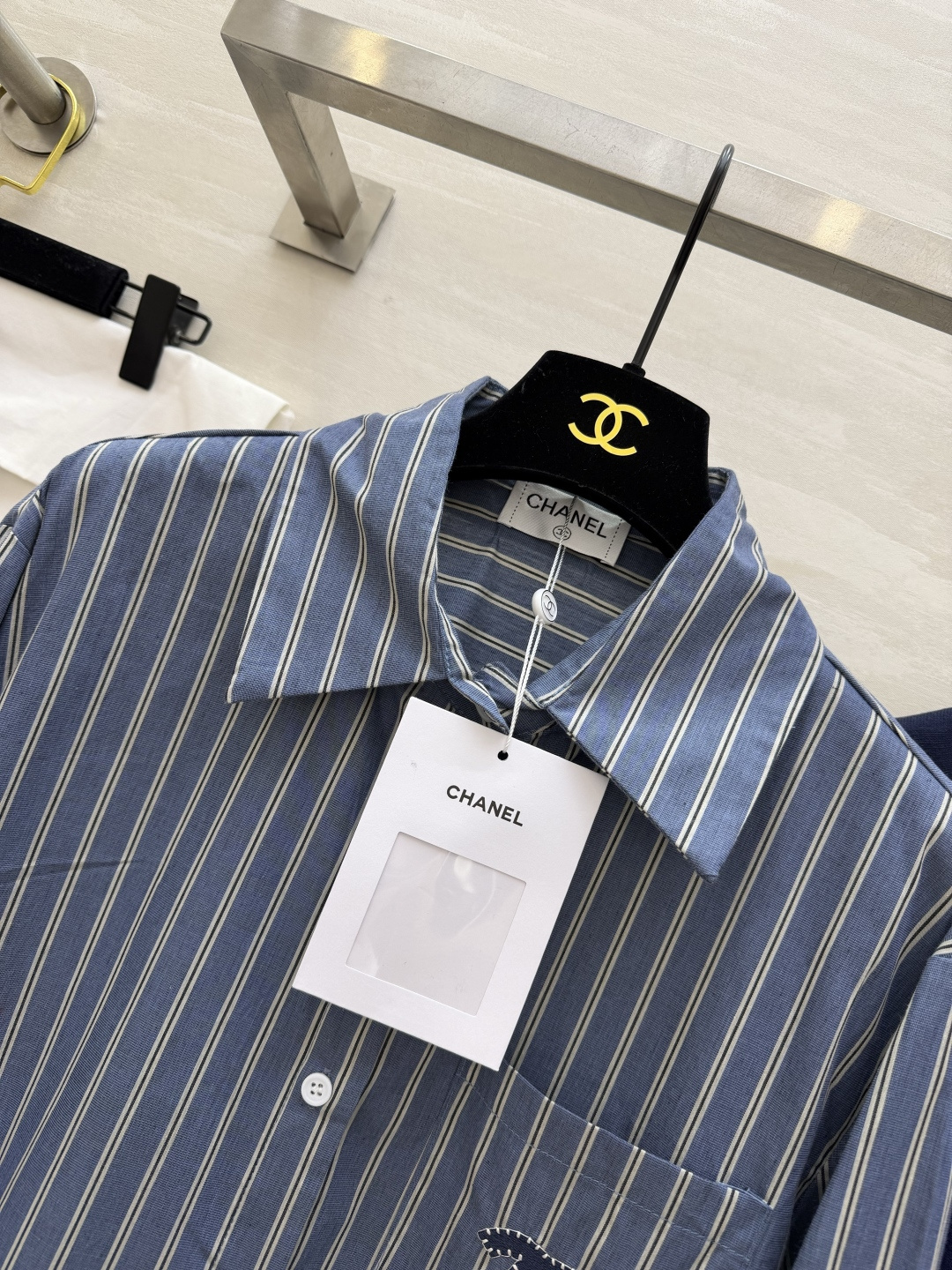 #Chane♡²⁵新款 oversize蓝条纹衬衫+针织小披肩 慵懒又有层次感 高品质定制 现货首发si