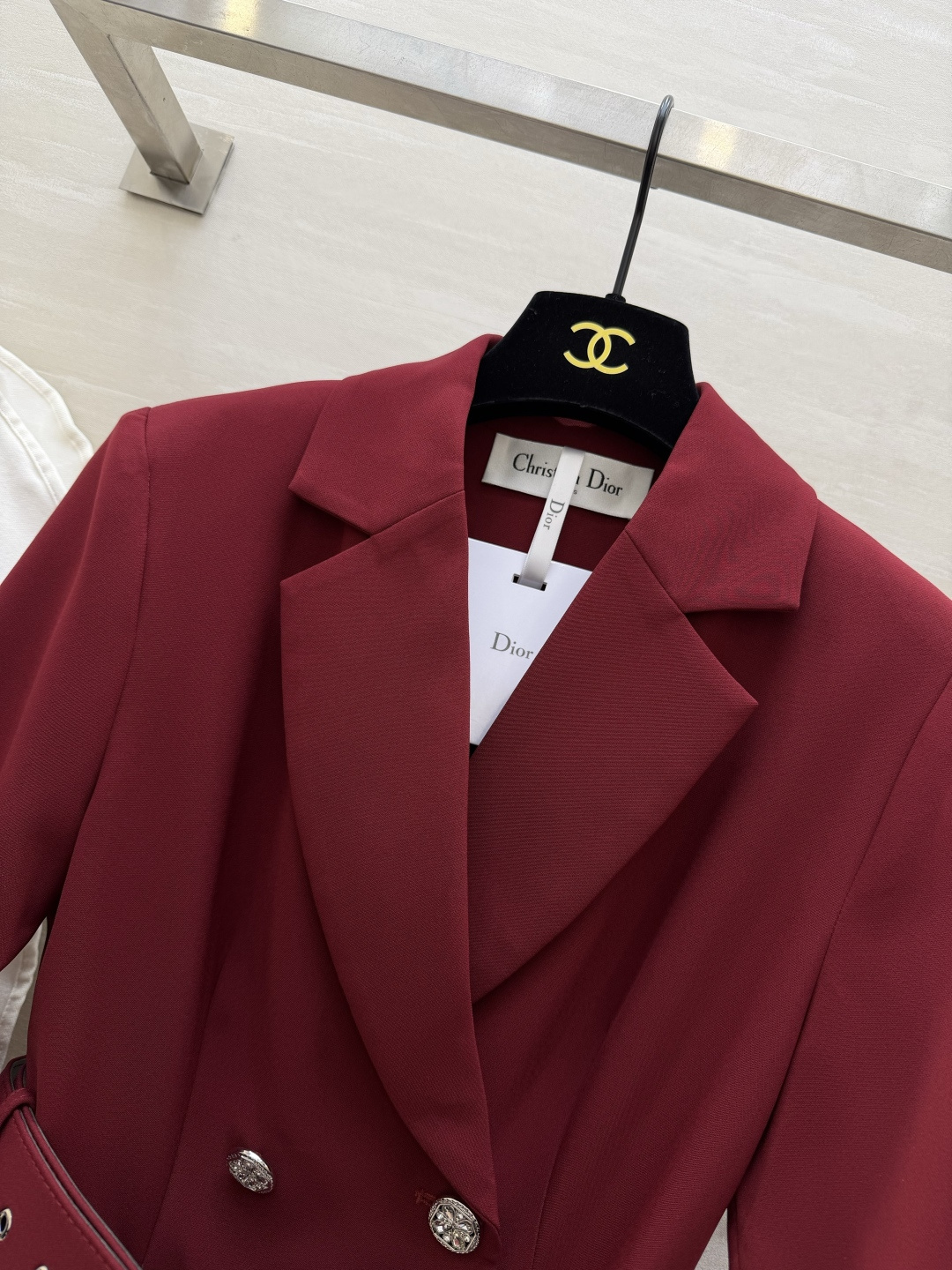 #DIO♡²⁶新款 西装拼接网纱长裙​​ 假两件设计 西装领拼接层叠网纱蛋糕裙 刚柔并济超有气质！七分袖