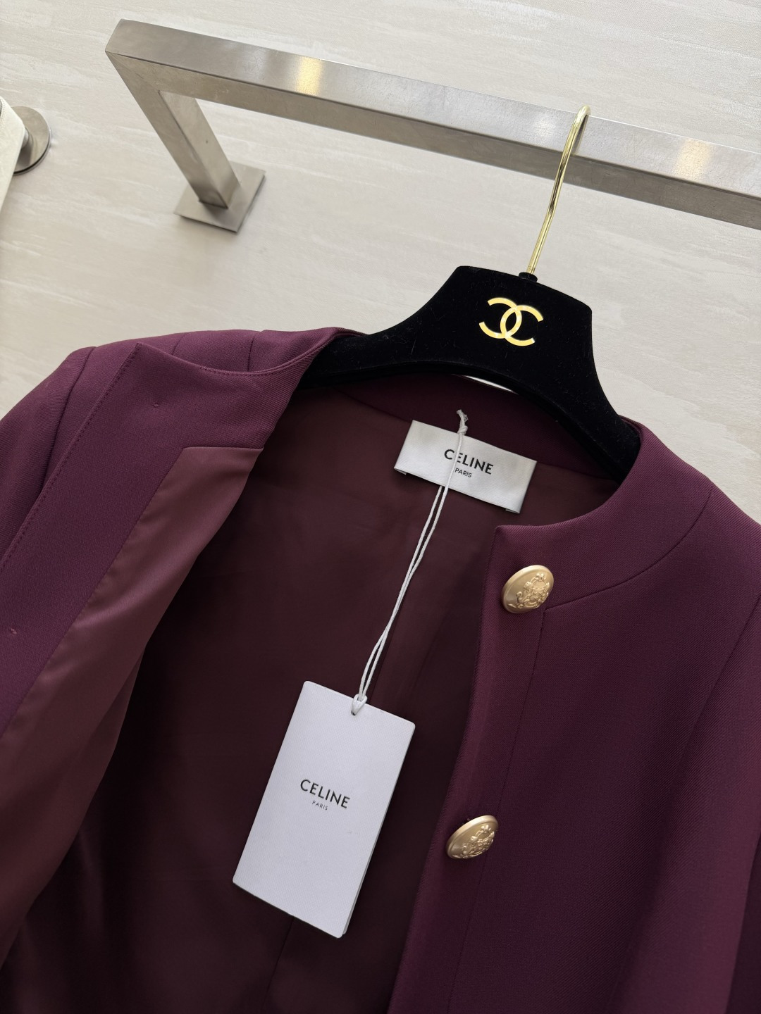 #Celin♡²⁶新款 双排金扣外套 高品质定制 现货首发size：S/M/L/XL（s码肩宽：38，胸