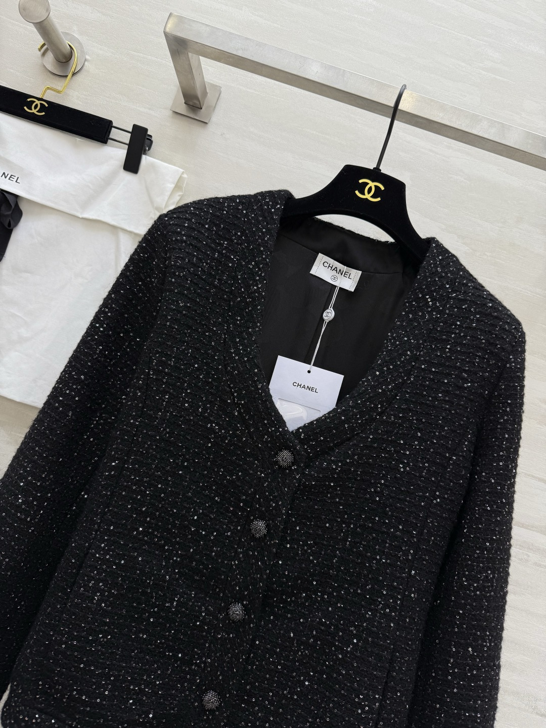 #Chane♡爆闪珠片软花呢外套 定制珠片编织花呢面料精致高级 高品质 现货首发size：36/38/4