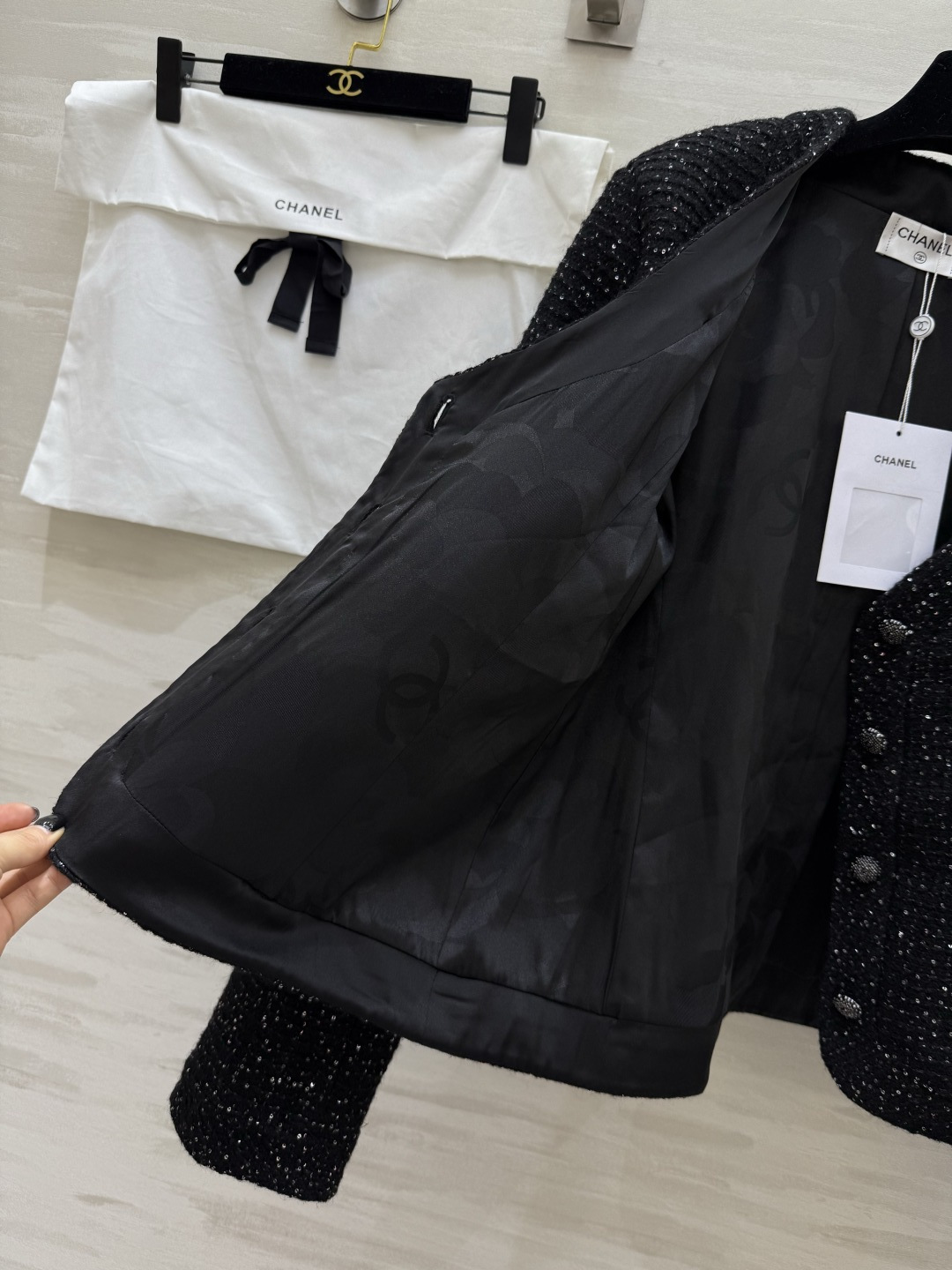 #Chane♡爆闪珠片软花呢外套 定制珠片编织花呢面料精致高级 高品质 现货首发size：36/38/4