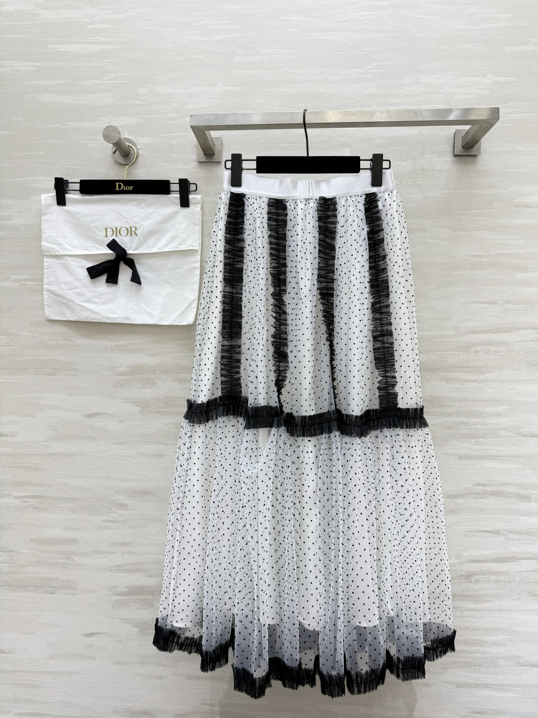 #DIO♡新款 波点植绒网纱半裙 高品质定制 现货首发size：S/M/L（s码弹力腰围：64，裙长：9