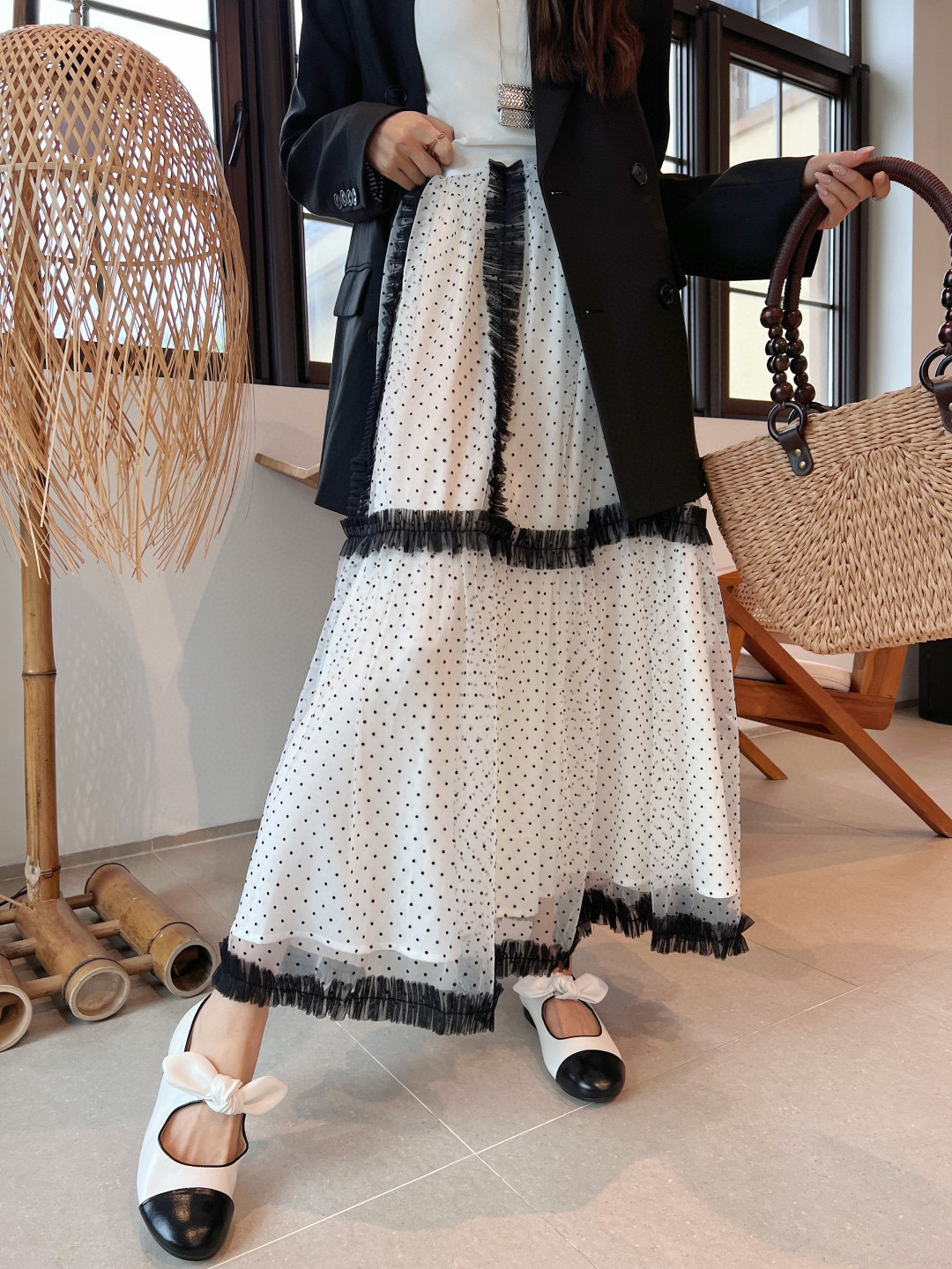 #DIO♡新款 波点植绒网纱半裙 高品质定制 现货首发size：S/M/L（s码弹力腰围：64，裙长：9