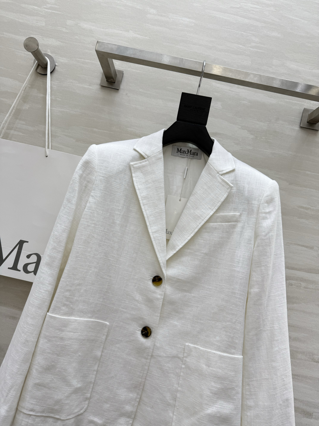 #Maxmar♡新款 极简主义亚麻西装外套 极简主义 宽肩H版型 高定密度亚麻面料挺阔有型 慵懒随性的高