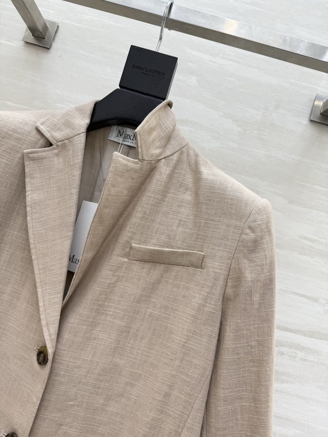 #Maxmar♡新款 极简主义亚麻西装外套 极简主义 宽肩H版型 高定密度亚麻面料挺阔有型 慵懒随性的高