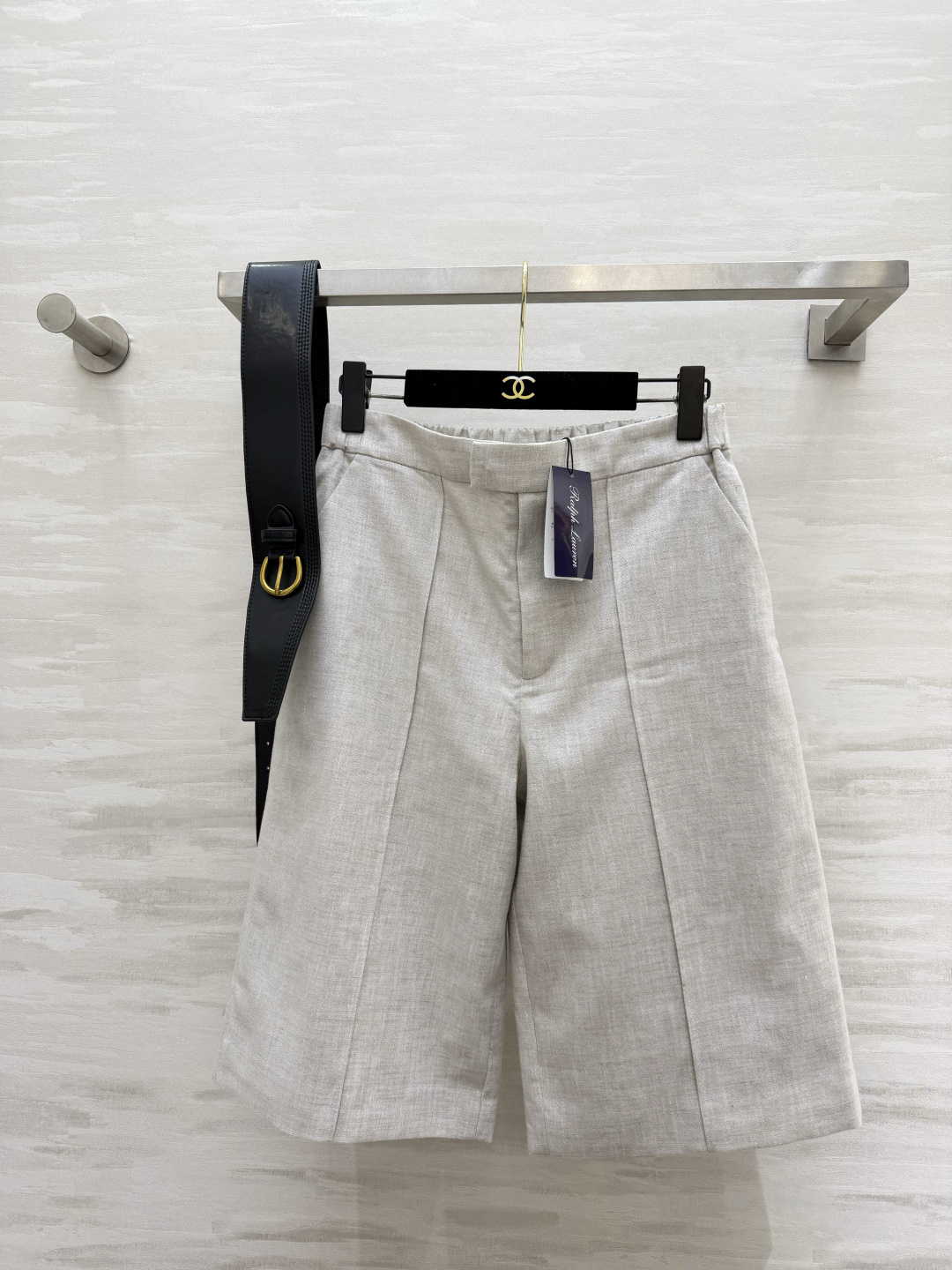 #Ralph Laure♡²⁶浅麻灰气质西装五分中裤 通勤穿搭的氛围感王者单品 自带高级亚麻肌理的浅灰底