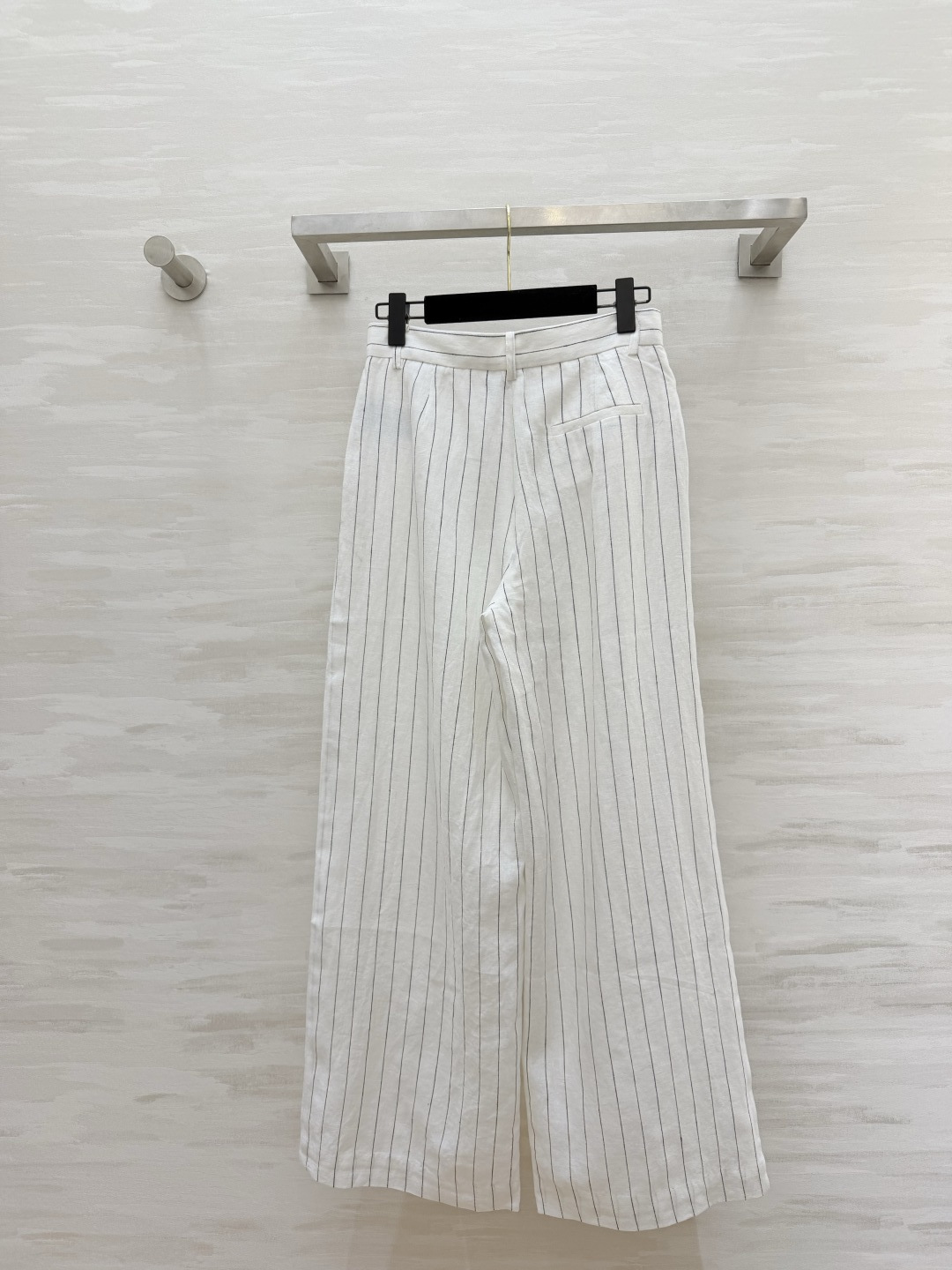 #Ralph Laure♡²⁶紫标系列 白色细条纹亚麻阔腿裤 高腰打褶设计 一秒优化头身比 立体剪裁修饰