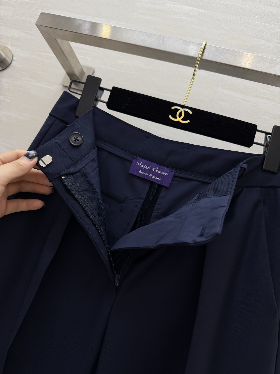 Ralph Laure♡²⁶紫标系列 藏青高阶垂感阔腿西裤💙高腰线双褶裥设计 利落优化腰腹线条 瞬间拉长