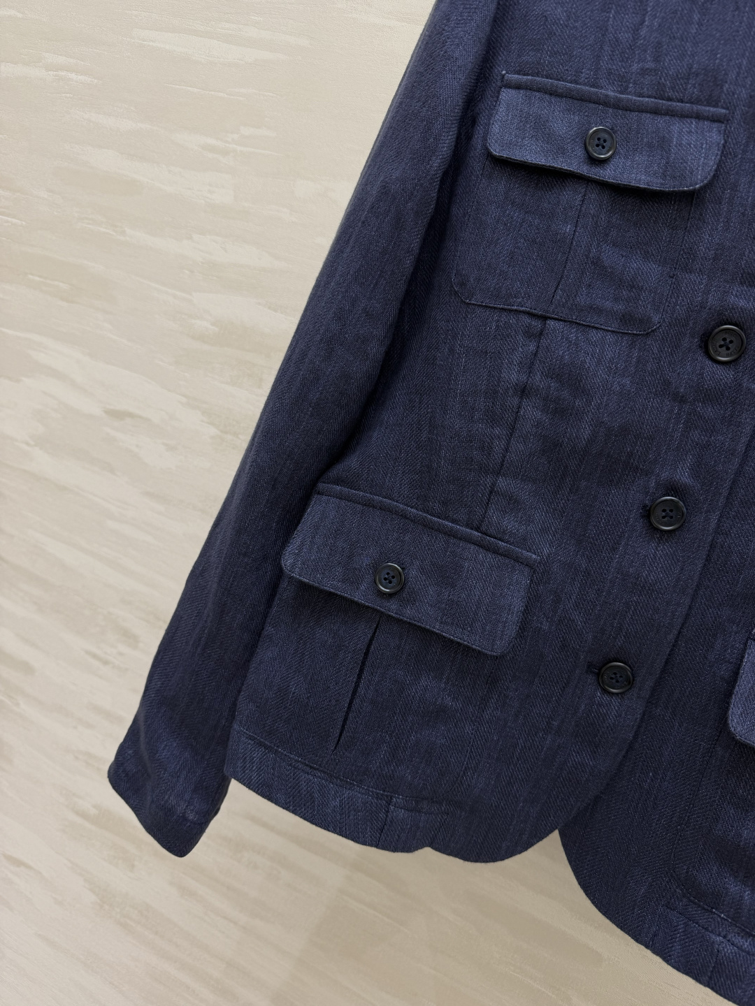 #Ralph Laure♡²⁶深藏青立领亚麻外套 自带低调高级的松弛通勤感 经典小立领设计 利落修饰颈部