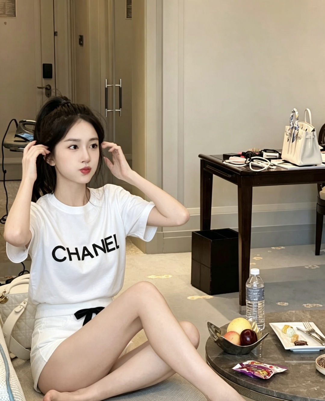 #Chane♡²⁶ss字母logo珠片刺绣🪡T恤 高品质定制 现货首发size：36/38/40（36码