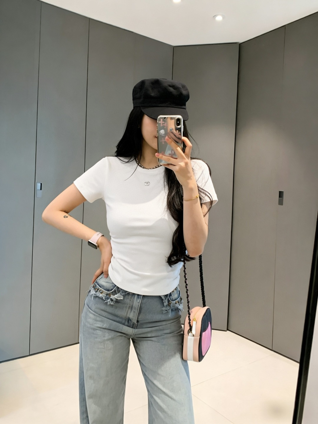 ▫️Chane♡²⁶ss经典三色基础T恤黑白灰百搭色系｜永远不会过时精致闪钻小标｜低调轻奢点睛软糯亲肤面