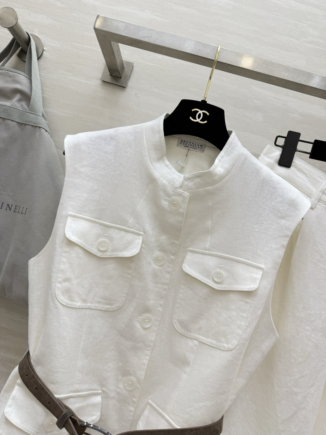 Brunello Cucinell♡²⁶极简亚麻系列 干净到极致的亚麻质感 立领工装马甲 同色系阔腿五分