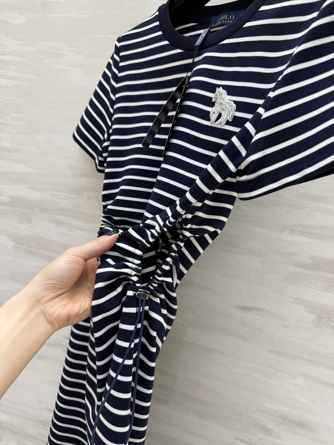 POLO²⁶经典抽绳收腰连衣裙 四色齐发｜白条纹/藏青条纹/麻灰/藏青✨ 柔软亲肤面料 上身透气不闷汗 
