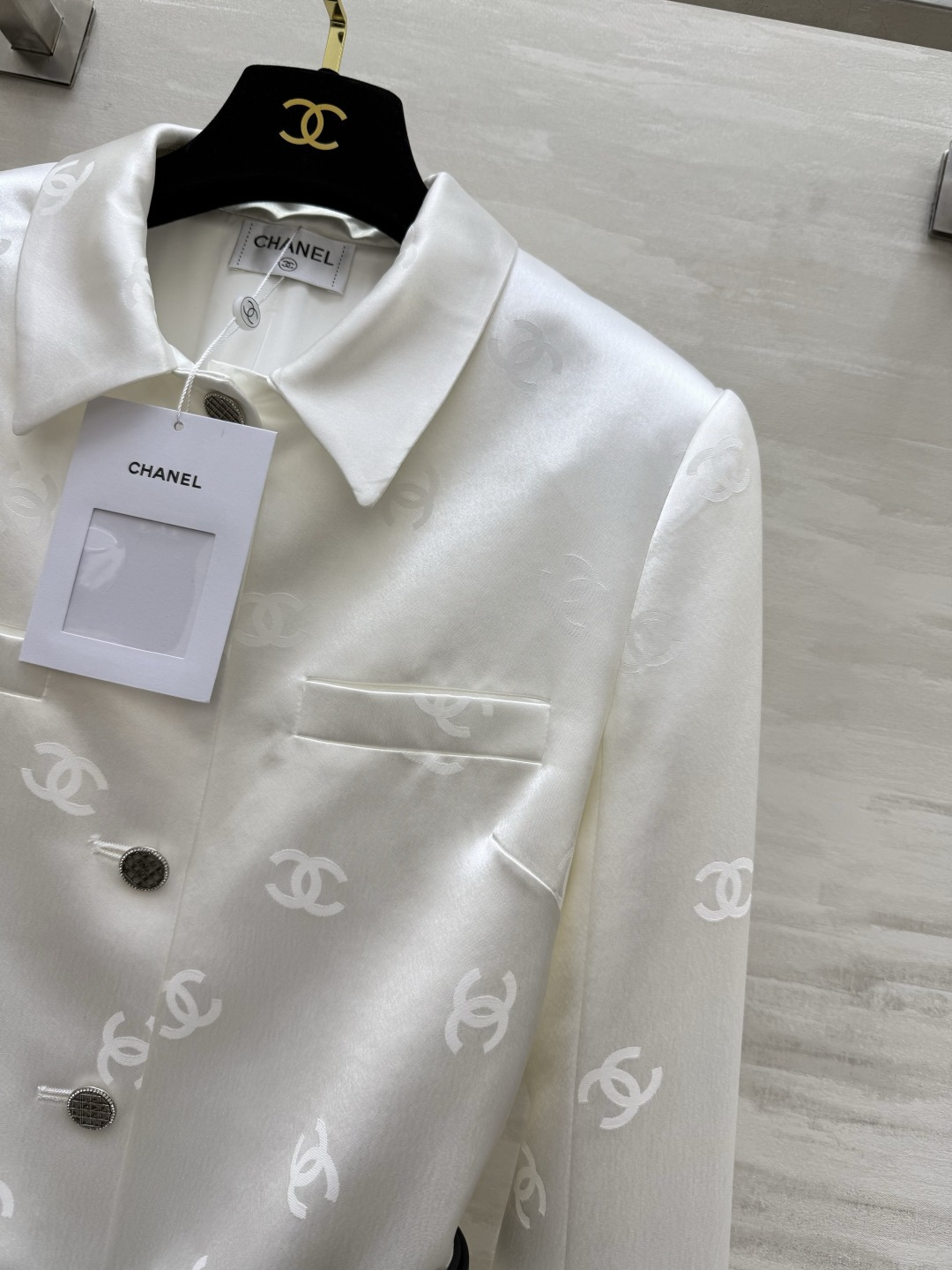 #Chane♡新款 双C字母提花醋酸外套 高品质定制 现货首发size：S/M/L/XL（M码肩宽：40