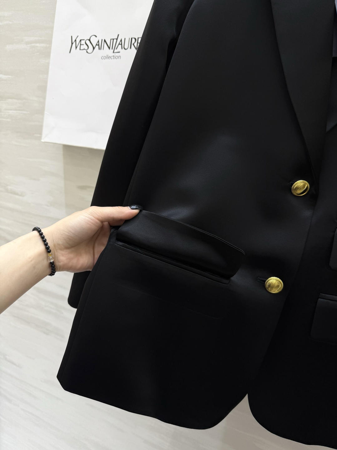 #ysl²⁶新款 醋酸面料翻领西装外套 高品质定制 现货首发size：S/M/L/XL（M码肩宽：38，