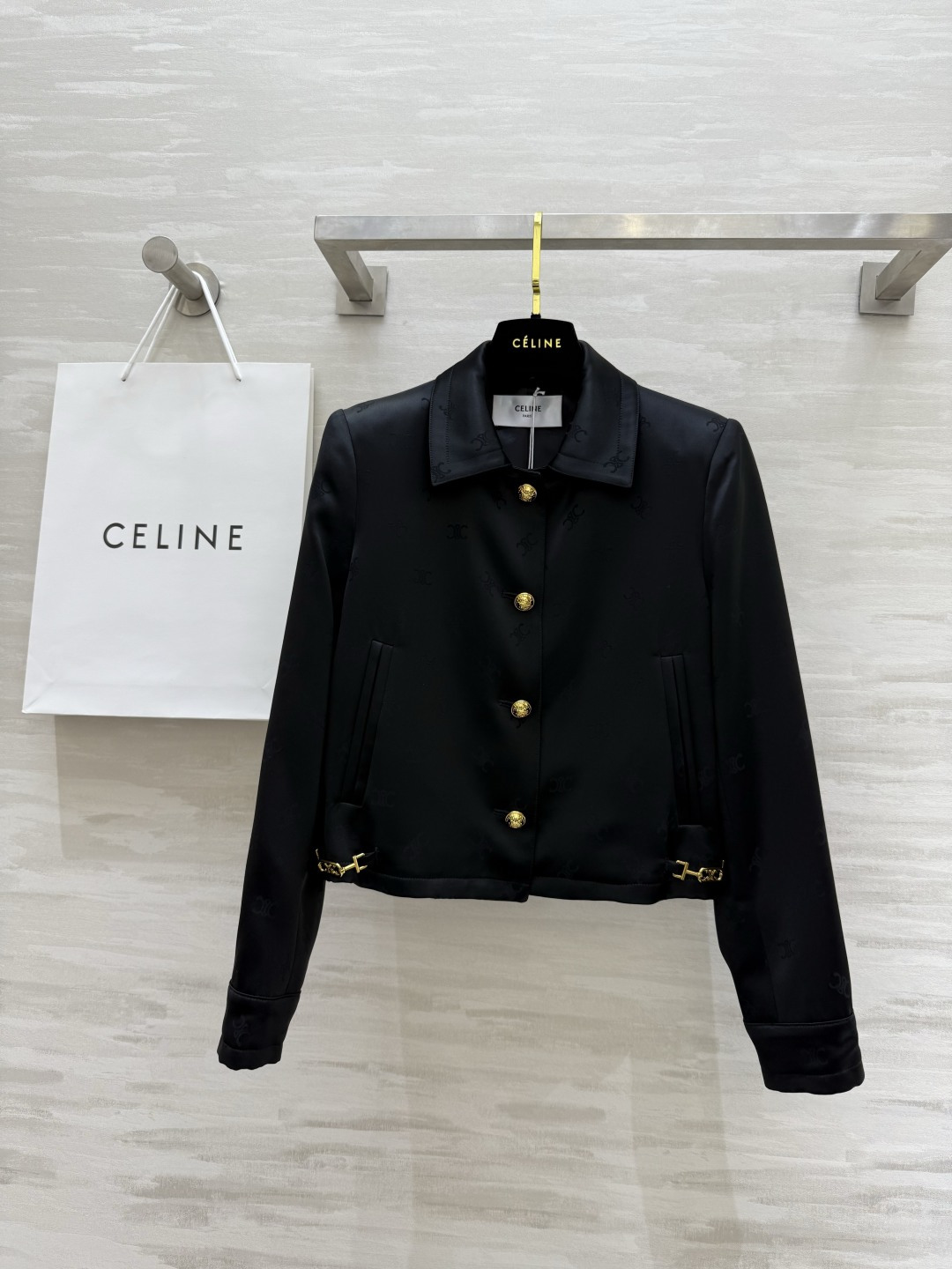 NO:820754,#Celin Spring and Summer New Style Jacquard Acetate Lapel Jacket Customized Luxurious Acetate Fabric Jacquard Lining High Quality Ready Available First SizeS/M/L/XL (M Size Shoulder Width 35, Bust 92, Clothes Length 53), Celine-Clothing, celine, celine, jackets & coats,19860909#Celin春夏新款 提花醋酸翻领外套 定制奢华醋酸面料 提花内里 高品质 现货首发sizeS/M/L/XL（M码肩宽35,胸围92,衣长53）,赛琳-服装,celine,celine,jackets & coats,,Women's clothing