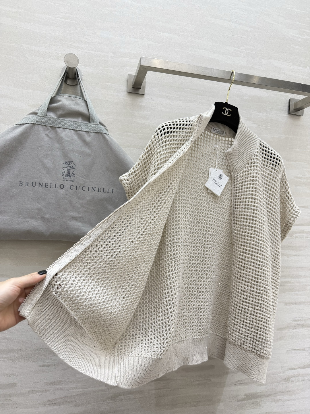 Brunello Cucinell♡²⁶镂空网眼细闪针织外套 高品质定制 现货首发size：S/M/L（