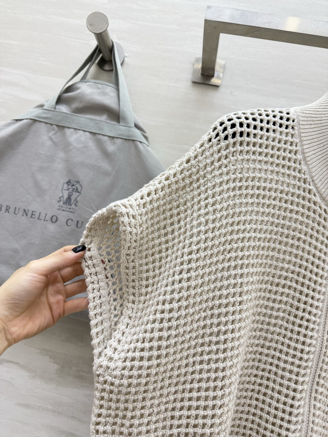Brunello Cucinell♡²⁶镂空网眼细闪针织外套 高品质定制 现货首发size：S/M/L（