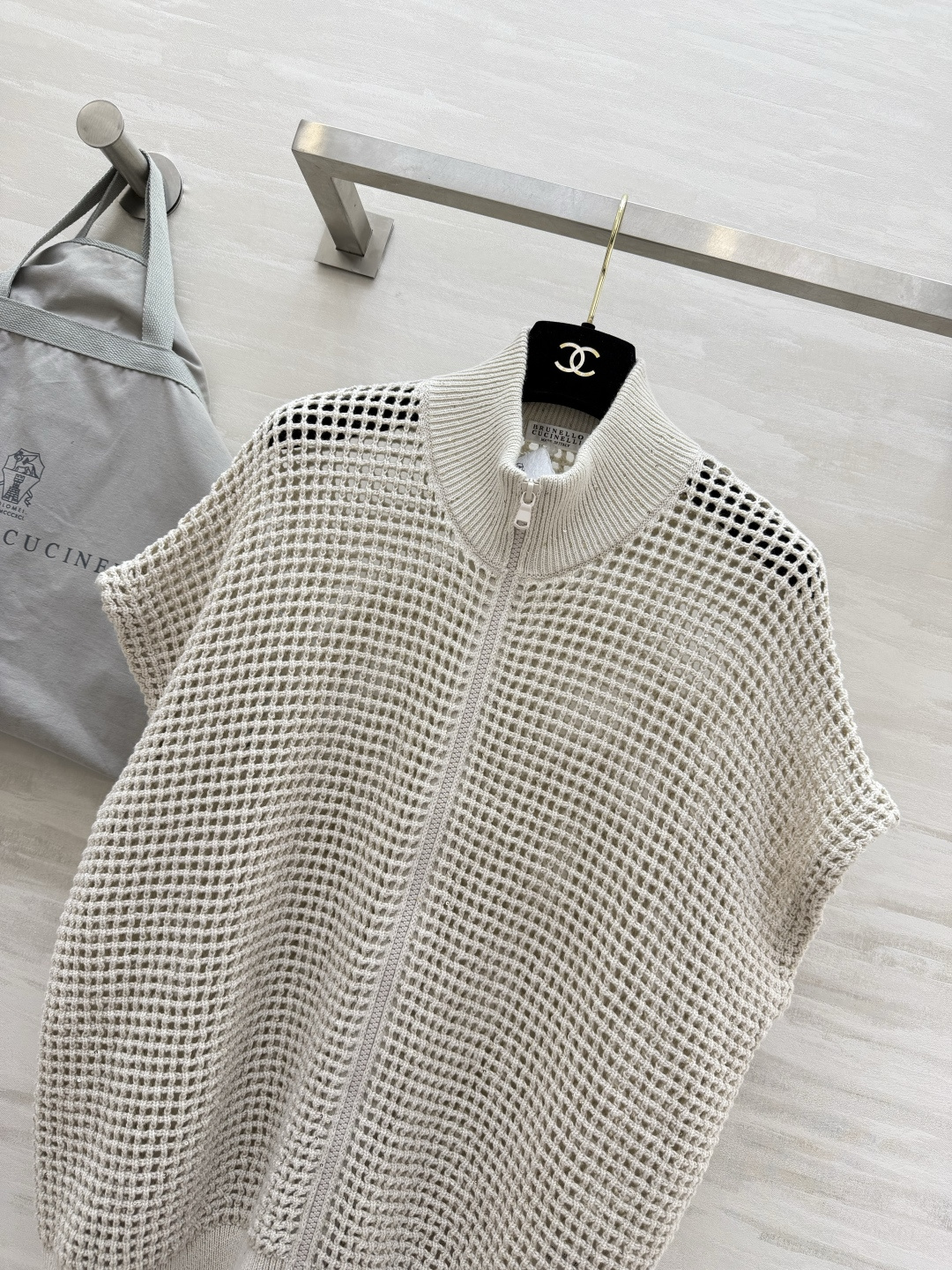 Brunello Cucinell♡²⁶镂空网眼细闪针织外套 高品质定制 现货首发size：S/M/L（