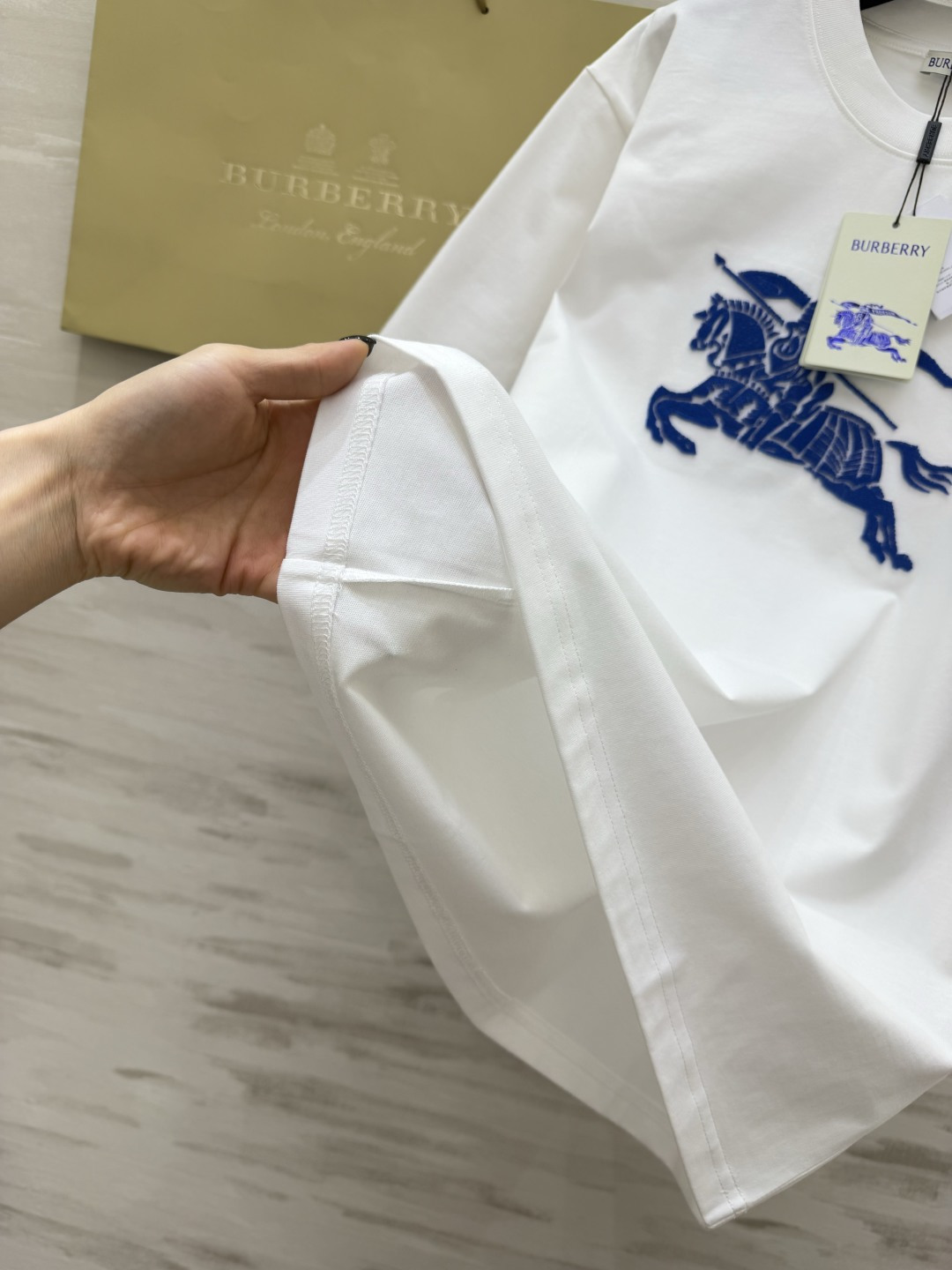 ✨Burberr♡²⁶重工骑士战马刺绣短袖｜男士夏日王牌基础T 经典大骑士蓝标植绒刺绣 质感拉满 重磅高